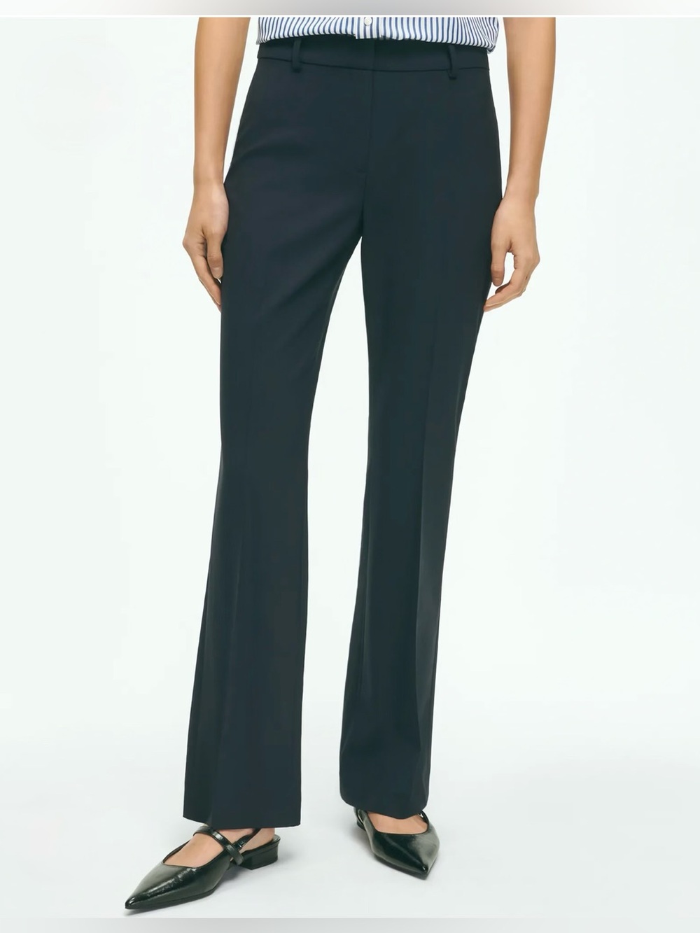 Brooks Brothers Black Stretch Wool Flare Leg Trousers – Size 12
